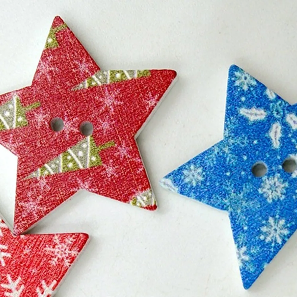 100 шт./пакет Рождественский пятиконечная звезда Кнопка микс Рождественская