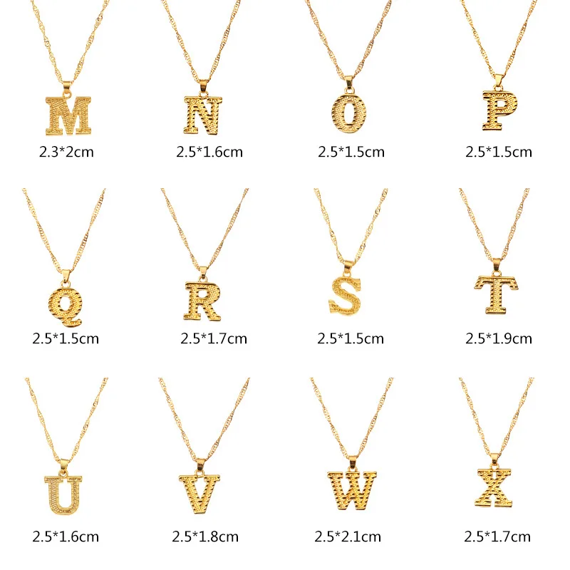 

A-Z Letter Initial Pendant Necklace For Women Men Gold Color Water-wave Chain Choker Necklaces Female Fashion Jewelry New