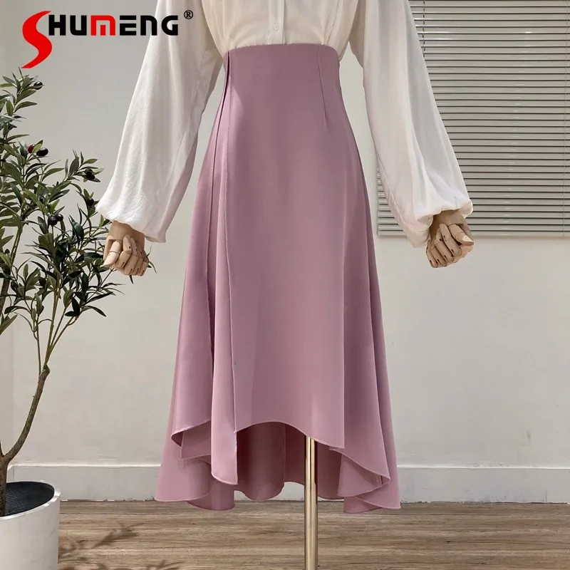 

Юбка-зонтик Женская, асимметричная, с завышенной талией, приталенная, однотонная, весна-лето, 2021