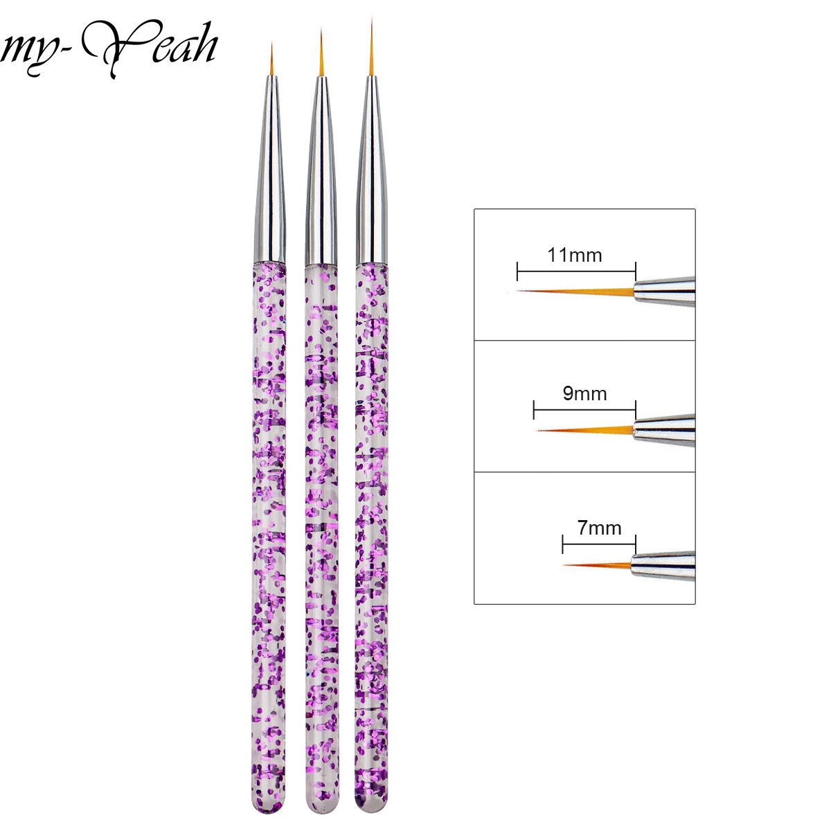 3 шт./компл. Nail Art фиолетовый ручка французский линии полоски вкладыш кисть для