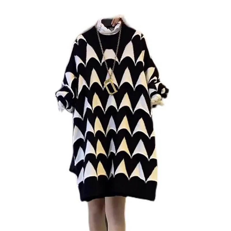 

Women's Autumn Winter Sweaters 2021 New Women's Mid Length Fashion Commuter Tops Plus Size Loose Meat Cover All Match Tops DR135