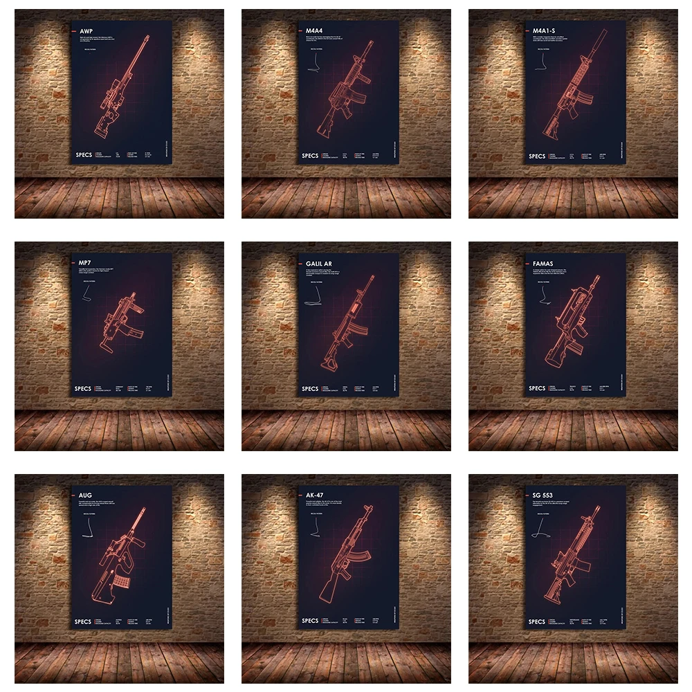 Настенный постер серии Game Gun Картина на холсте и принты настенное украшение