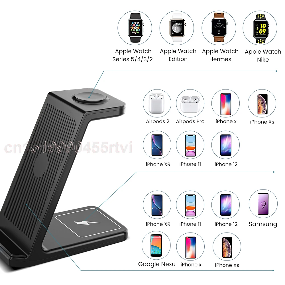 20w wireless charger stand for iphone 13 12 11 xr 8 apple watch 3 in 1 qi fast charging dock station for airpods pro iwatch 7 6 free global shipping