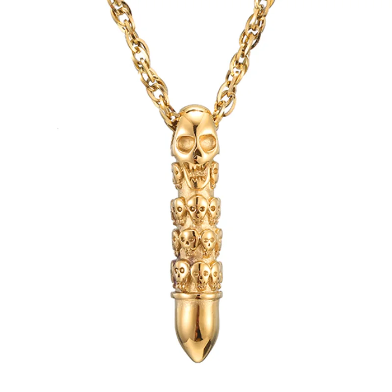 Мужские ожерелья с черепом из нержавеющей стали 316 в стиле хип хоп кулон форме