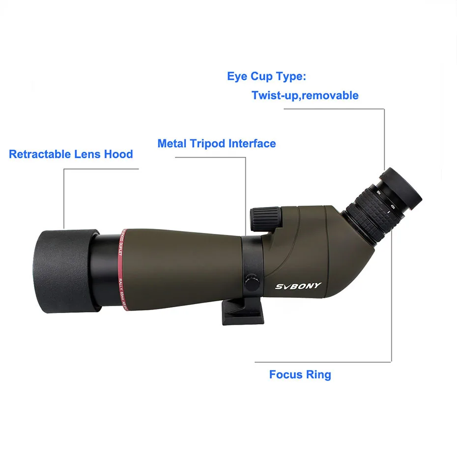 SVBONY SV13 Зрительная труба 20-60x65 зум телескоп BK7 серебро+ MC Призма и полностью многослойный объектив объектива водонепроницаемый F9314AA для охоты, стрельбы, стрельбы из лука, наблюдения за птицами