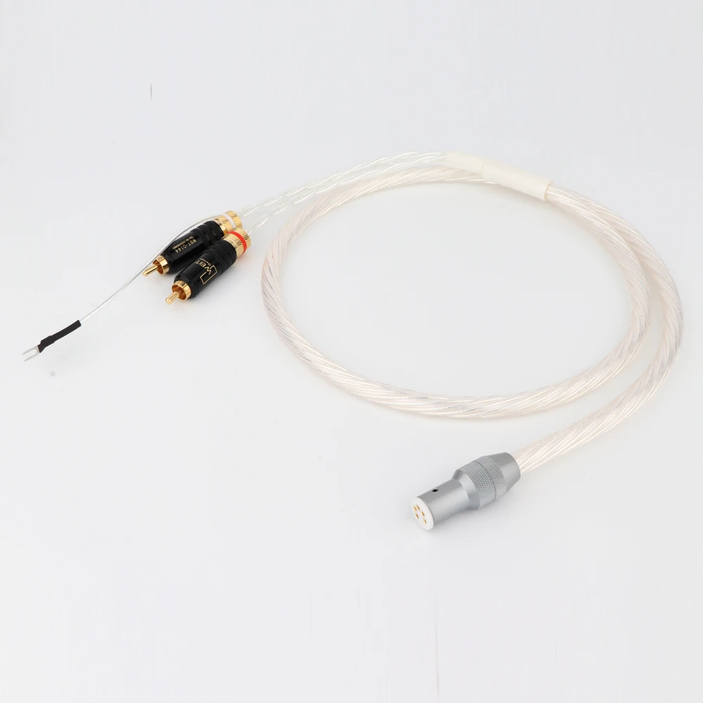 

Hi-End Tonarm Cable 5 Pin DIN to 2RCA Phono Turntables Analog Wires with U Silver Plated Ground Wire