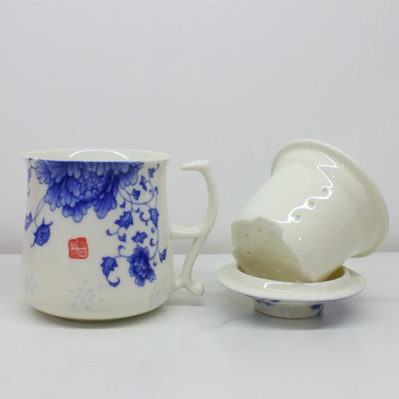 Ручная роспись китайский Стиль снега Чай стаканчик с крышкой для кубиков льда