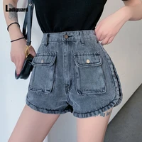 ladiguard 2022 new sexy denim shorts high cut women fashion pocket design short jeans loose vintage summer hotpants femme