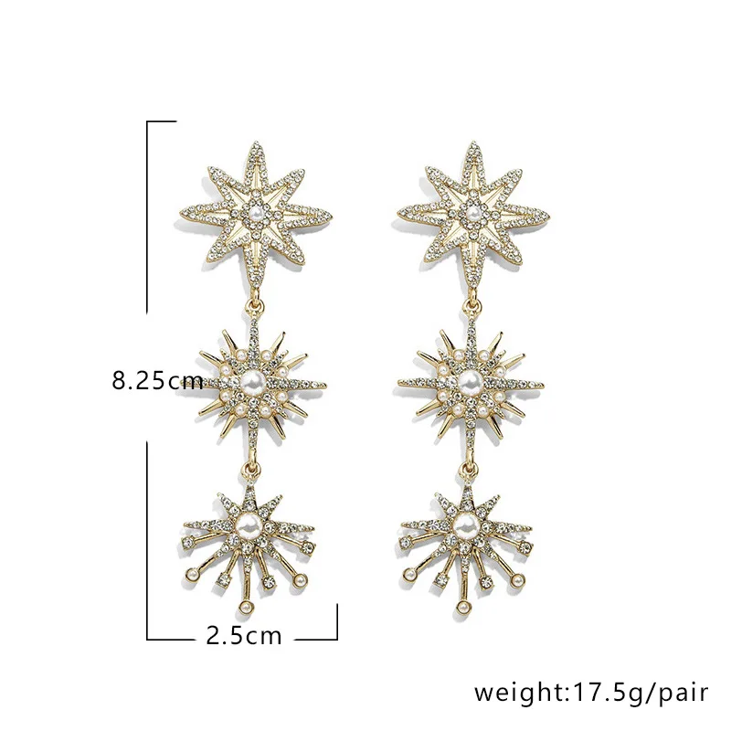 

OUREX 2021New Fashion Star Imitation Pearls Drop Earings Simple Design Long Dangle Earrings for Women Party Jewelry Wholesale