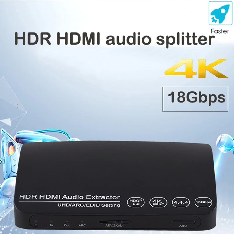 

UHD 18gpbs HDMI-compatible ARC Switch Arc Audio Extractor Splitter 1x3 Digitals 4k 1080p 3d 60hz HDR HDCP For Ps4 Ps3 To Hdtv Av