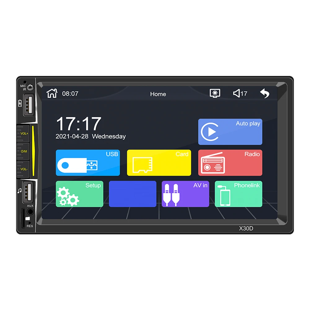 

X30D 7-дюймовый HD экран Автомобильный AUX FM-радиоприемник Bluetooth-совместимая камера заднего вида Автомобильный мультимедийный MP5 музыкальный пл...