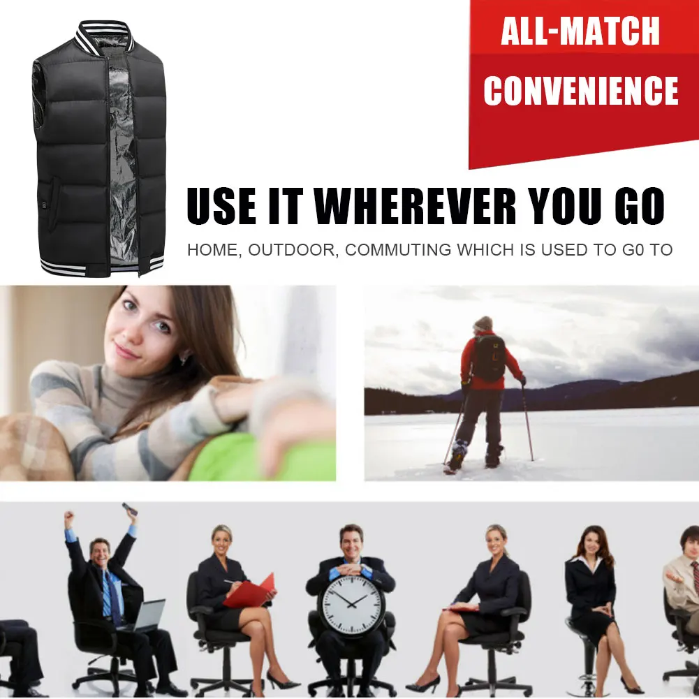 

Smart Electric Heating Vest USB Charging Heating Vest Unisex Outdoor Camping Fishing Thermal Clothing Thick & Warm 5 Fever Zone