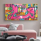Постер с изображением розовой пантеры из мультфильма Поп-Арт, цветные граффити, печать на холсте, настенная живопись, картина для гостиной, украшение для дома