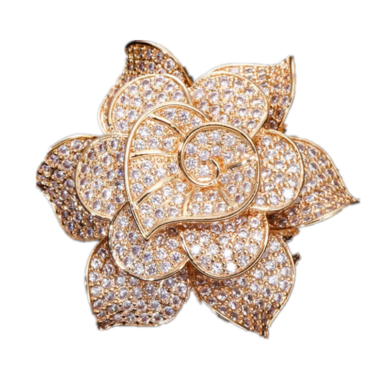 

2020 New Fashion rose petals Ring Romantic Big Mosaic Cube Zirconia Ring Wedding Party Jewelry Gift Package rozenblaadjes