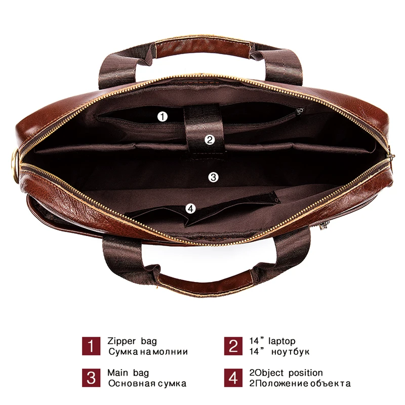 WESTAL Genuine Leather Men's Briefcase Laptop Bags Men's Office Bag For Men Messenger Bags Vintage Mens Leather Handbag