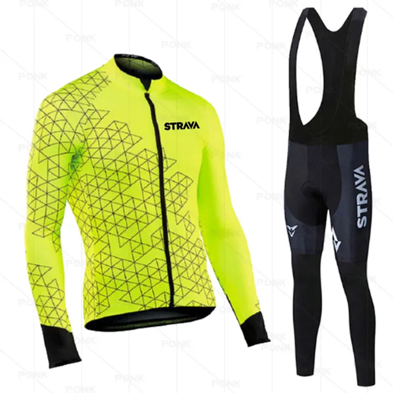 

NEW STRAVA Men Cycling Jersey Set Long Sleeve Spring MTB Road Bike Jersey Comfortable Mountain Bicycle Clothing Maillot Ciclismo
