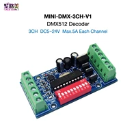 mini dmx 3ch v1 dmx512 decoder dc5v 24v 3ch 3 channel rgb dimmer controller for rgb led strip light led lamp module