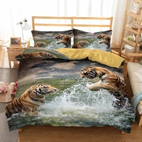 tiger comforter cover for women men wild bedding set 3d print duvet cover set with 1 pillowcases microfiber animal theme