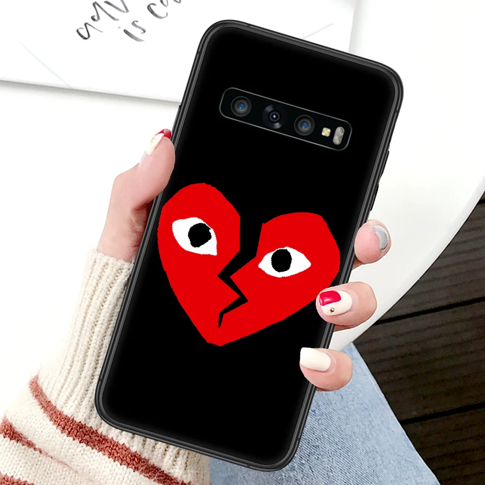 

Luxury Cdg play Fashion Phone Case For Samsung Galaxy Note S 8 9 10 20 Plus E Lite Uitra black Back Pretty Cover Soft Shell