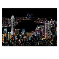hong kong scratch night view poster sticker deluxe erase black scratch world map scratch off foil layer coating painting as gift