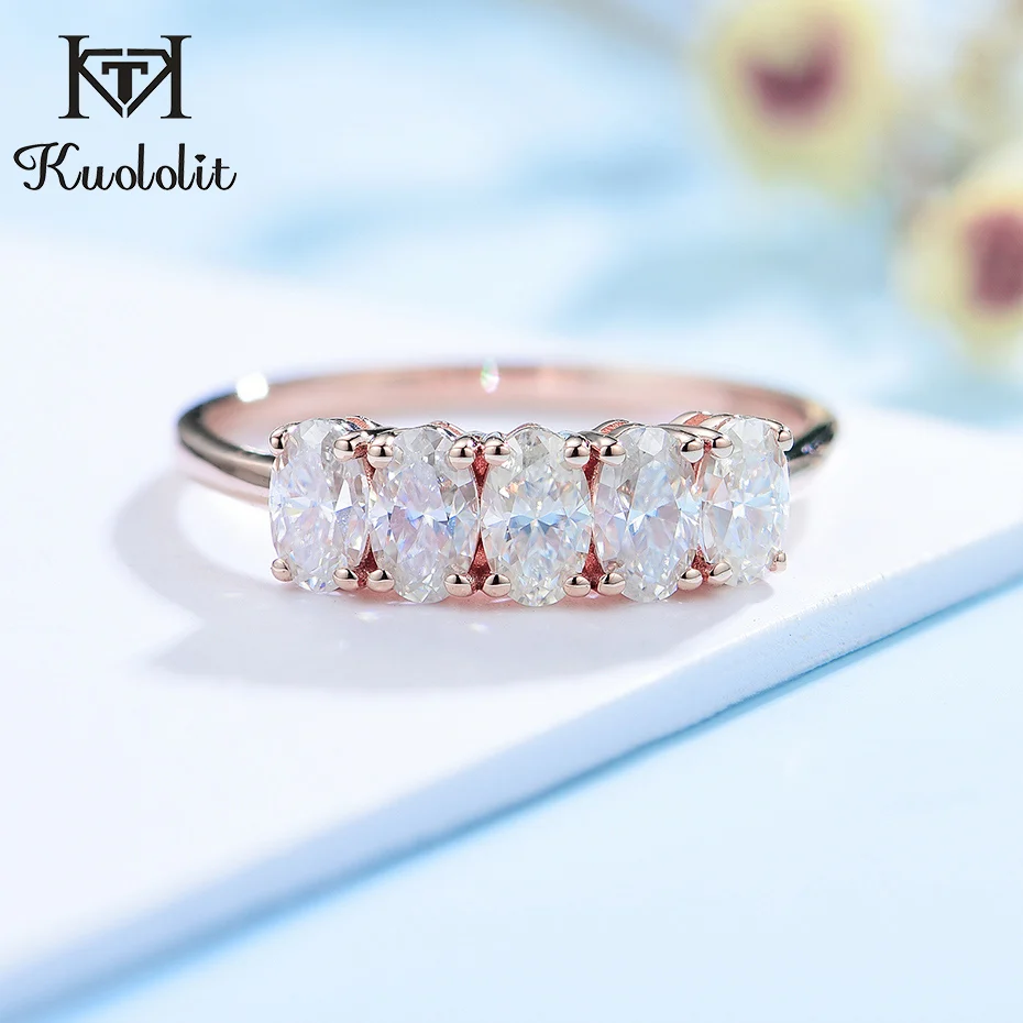 Женское кольцо kuolit 585 14K 10K розовое золото серебро 925 пробы овальное 1.5CT|Кольца| |