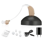 Перезаряжаемый пластиковый мини-слуховой аппарат, усилитель звука и голоса, низкий уровень шума за ухом JZ-1088F для потери для пожилых, слуховой