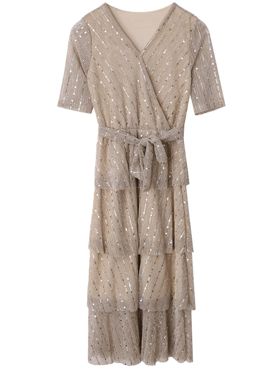 Блестящее нарядное платье феи с блестками супер фея v образный вырез талия милый