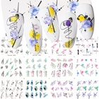 Набор стикеров для ногтей Harunouta, простые весенние наклейки с геометрическими линиями для девушек, цветочные листья, декор для ногтей сделай сам