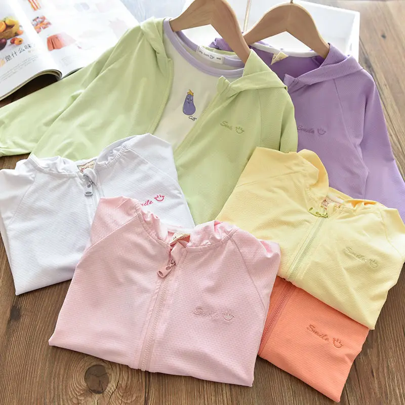

Duo family girls sunny clothes new foreign gas thin models anti-UV children breathable female baby girl sun sunscreen jacket