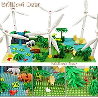 6 pieces diy windmill bricks kids toys new energy wind power station compatible moc forest bush flower plants building blocks