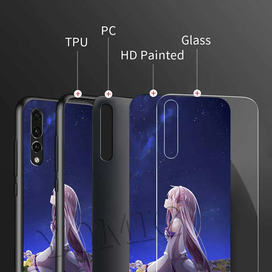 

Sword Art Online SAO Anime Case for Huawei P30 P20 Mate 10 20 30 Lite Honor 20 9X Black Soft Edge Tempered Glass Phone Cover Coq
