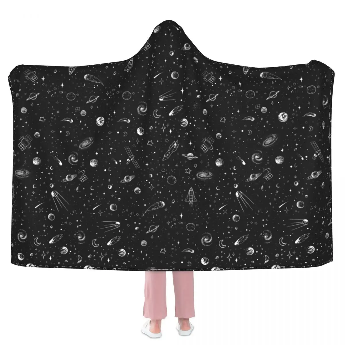 Space Fox Blanket Outer Space Universe Furry Hoodie Fleece Blanket For Photo Shoot Super Soft Cheap Bedspread