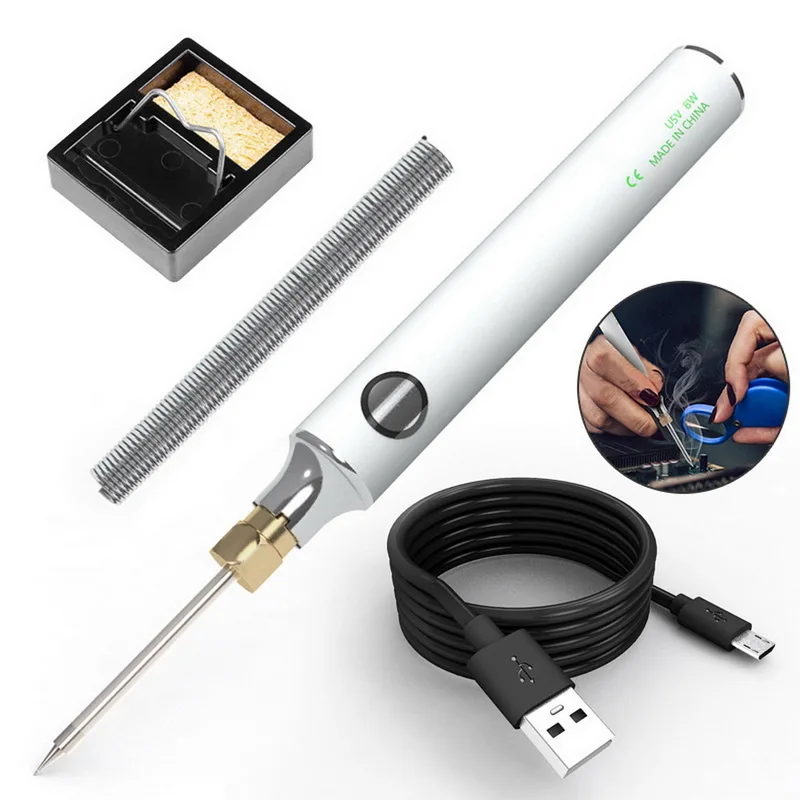 

USB Portable Mini Electric Soldering Iron Outdoor Aerial Work 5V 8W adjustable Temperature Kit with SolderingIron Stand