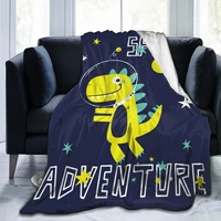 soft warm flannel blanket cute space dinosaur travel portable winter throw thin bed sofa blanket