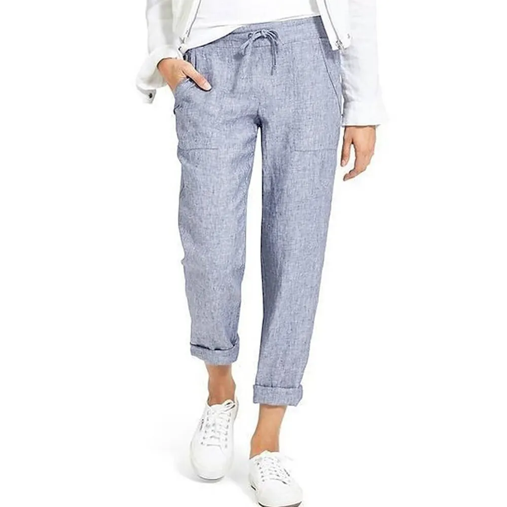 

Puimentiua Cotton Linen Pants Women Trousers Loose Casual Solid Color Women Harem Pants Female Capris Summer Women Pants
