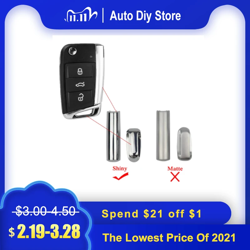 

Okeytech Remote Control Key Shiny Metal Part For Vw Gollf 7 MK7 for Skoda Octavia A7 Seat Car Key Shell Case Fob Side & Tail