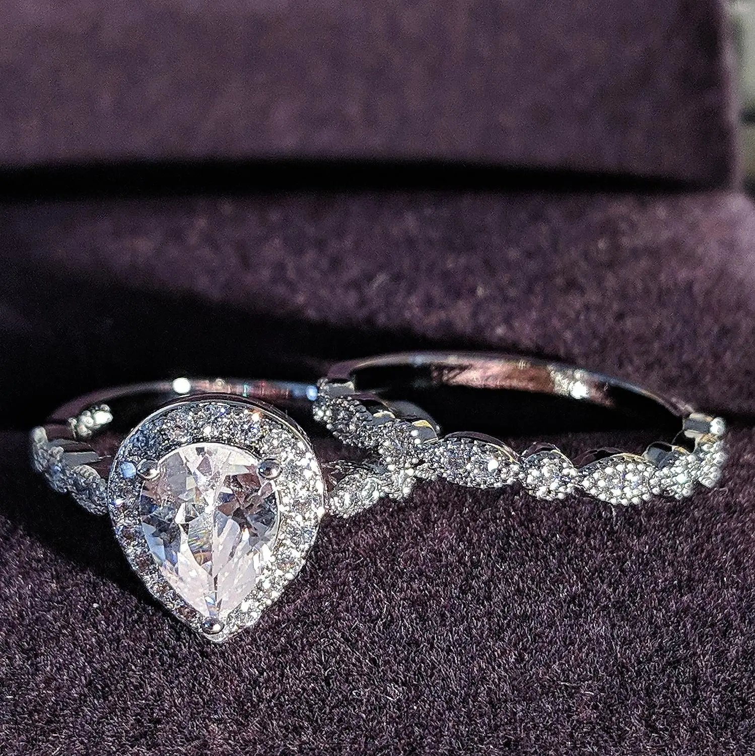 925 пробы Серебряная Груша Форма маркиза резки циркона обручальное кольцо