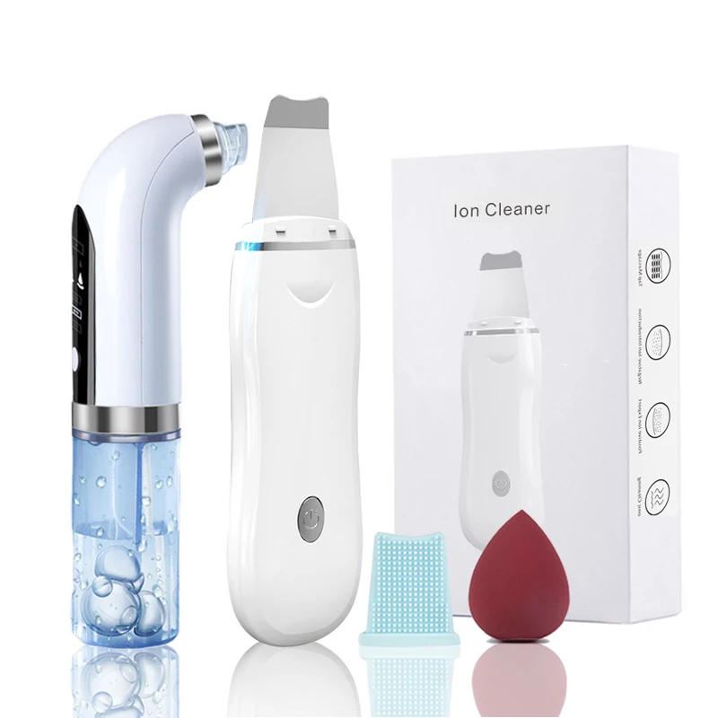 

Ultrasonic Skin Scrubber Blackhead Remover Pore Cleaner Kit Facial Ion Deep Face Cleaning Sonic Peeling EMS Facial Massager