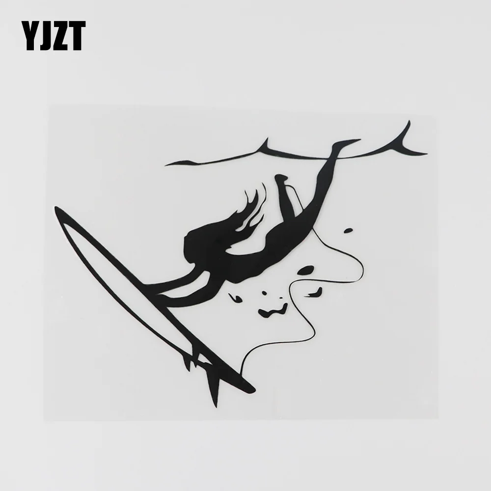 

YJZT см x см художественная наклейка для серфинга девушка для экстремальных видов спорта Виниловая наклейка для автомобиля черный/серебристы...