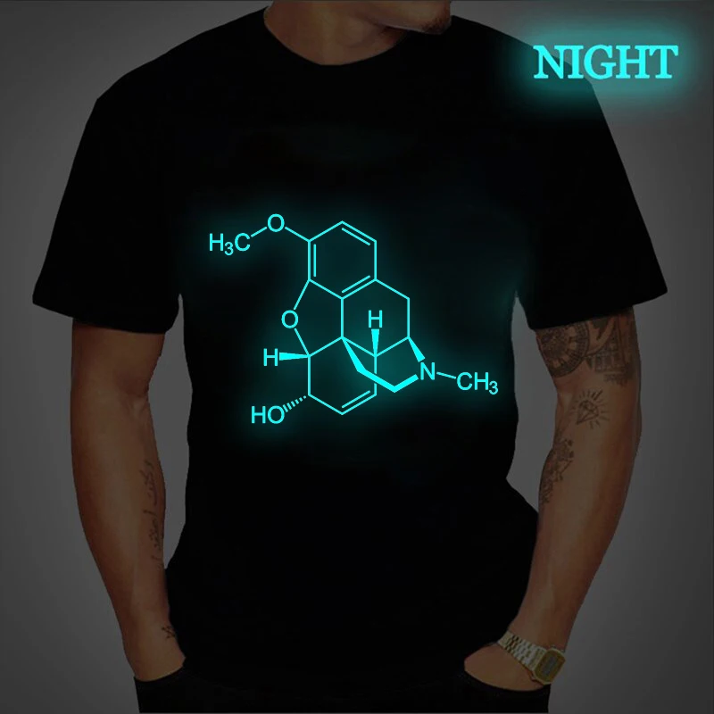 

Men Shirt Summer Men/Women T Shirt Casual Short Sleeve Codeine Molecule Prin Anime Tshirt Luminous Summer T-Shirt Tops Tee Shirt