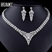 huami thick chian exaggeration flower drop earrings necklace women jewelry sets bridal retro branches shape collares para mujer
