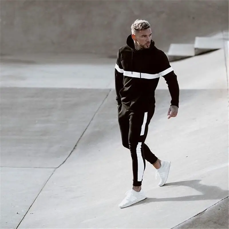 

New 2021 Autumn And Winter Men's Street Trend Striped Men's Sports Suit