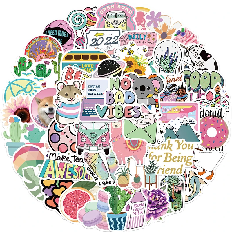 

10/30/50pcs/pack vsco ins Style Mixed Pink Cartoon Stickers For Skateboard Helmet Computer Notebook Car Decal Children's Toys