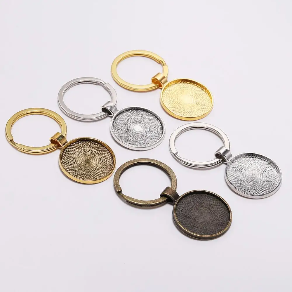 

5pcs/lot 25mm Keychain Pendant Bezel Blank Cabochon Base Setting clasp Findings Keyring For DIY Jewelry Making Supplie Wholesale