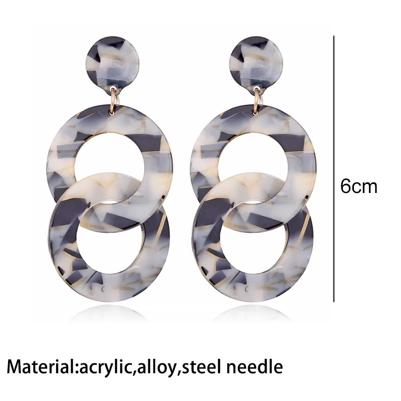 Новые модные двойные круглые зеленые акриловые серьги M & G для женщин Серые Синие