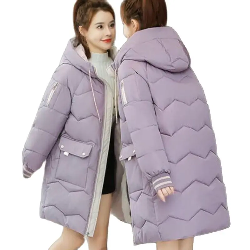 Новинка 2021 зимнее пуховое хлопковое Женское пальто средней длины на молнии с