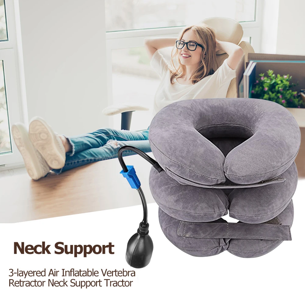 

Neck Stretcher Inflatable Air Neck Traction Apparatus Device Soft Neck Cervical Collar Pillow Pain Stress Pain Relief Tractor