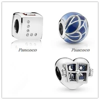 925 sterling silver bead charm square love dice with crystal beads fit pandora bracelet necklace diy jewelry