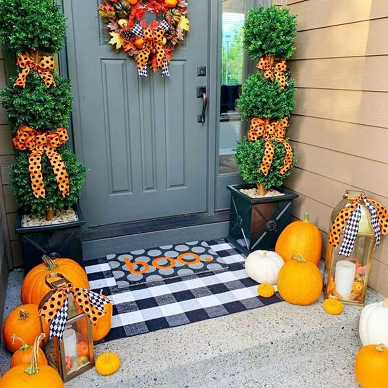 Buffalo Plaid Check Rug -Cotton Hand-Woven Indoor/Outdoor Area Rugs for Layered Door Mats Washable Carpet | Дом и сад