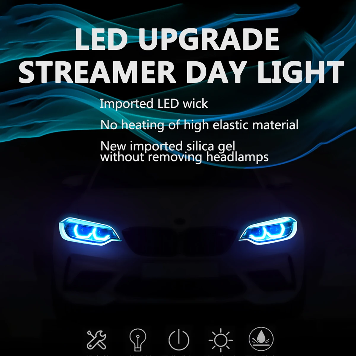 2X ультратонкая Автомобильная DRL светодиодная лента, дневной ходовой светильник, автомобильная Поворотная сигнальная направляющая лента, головной светильник в сборе, DRL полоса